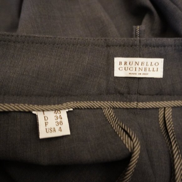 Brunello Cucinelli Monili Pants Gray Tropical Luxury Wool Split Hem Back Size 4 - Picture 9 of 10